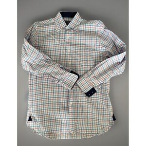 Joseph Turner Long Sleeve Button Up Shirt Blue Pink Checkered Plaid Medium JBHS
